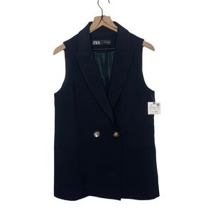 NWT Zara Double Breasted Longline Vest Blazer
